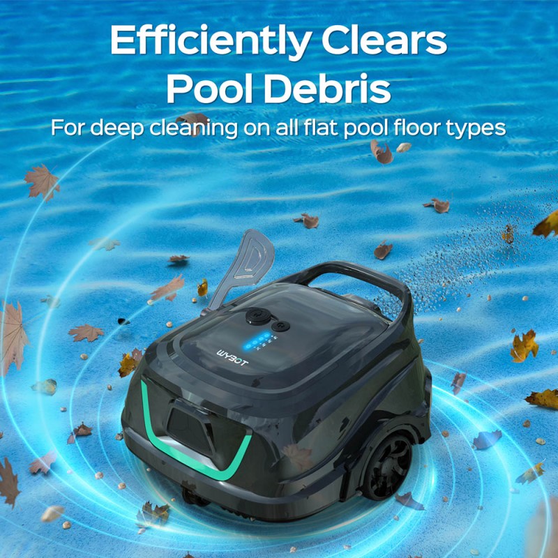 WYBOT A1 Cordless Pool Robot Vacuum  Double Filters  120min Runtime  2 5H Fast Charging  for Above Ground Flat-Bottom Pools  Bla