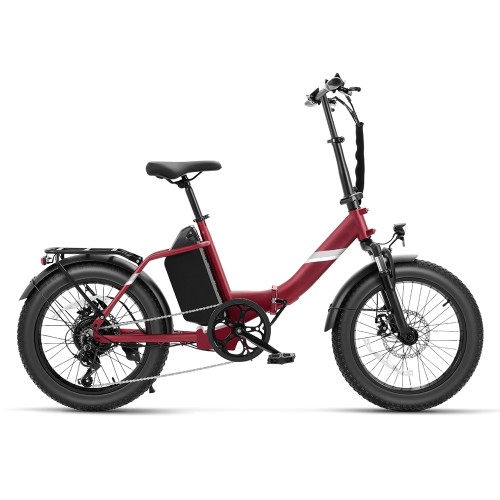 Touroll S3 Pro elektrische fiets met lage instap, 20" fat tires, 48V 27Ah accu, 195 km bereik - Rood