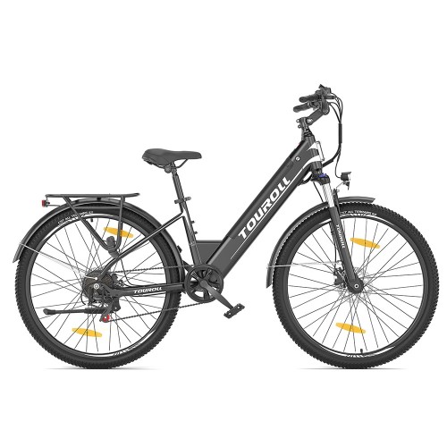 Touroll J1 ST trekking elektrische fiets, 250W-motor en 15,6Ah-accu, 100 km actieradius - Zwart