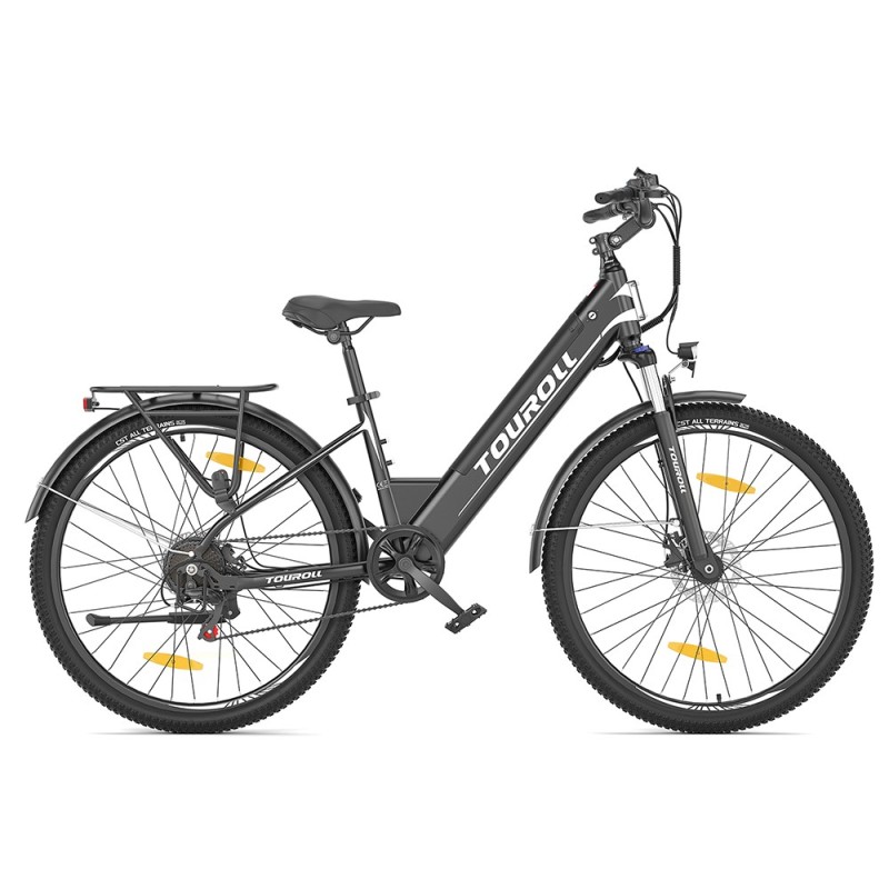 Touroll J1 ST trekking elektrische fiets, 250W-motor en 15,6Ah-accu, 100 km actieradius - Zwart