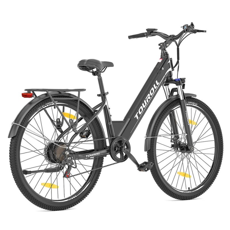 Touroll J1 ST trekking elektrische fiets, 250W-motor en 15,6Ah-accu, 100 km actieradius - Zwart