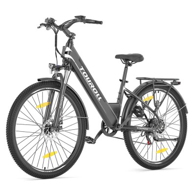 Touroll J1 ST trekking elektrische fiets, 250W-motor en 15,6Ah-accu, 100 km actieradius - Zwart