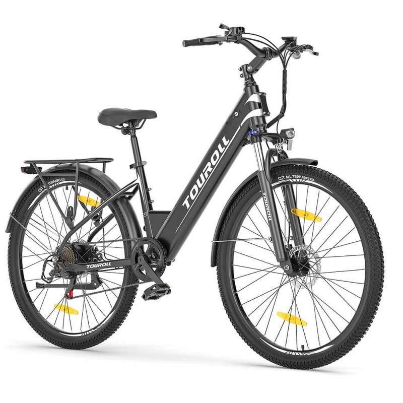 Touroll J1 ST trekking elektrische fiets, 250W-motor en 15,6Ah-accu, 100 km actieradius - Zwart