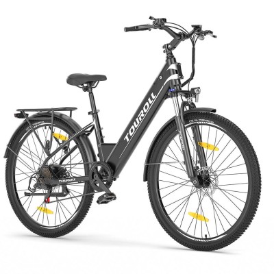 Touroll J1 ST trekking elektrische fiets, 250W-motor en 15,6Ah-accu, 100 km actieradius - Zwart