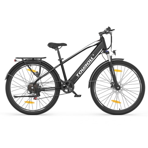 Touroll J1 trekking elektrische fiets, 100 km actieradius, Shimano 7-speed schakelsysteem - Zwart