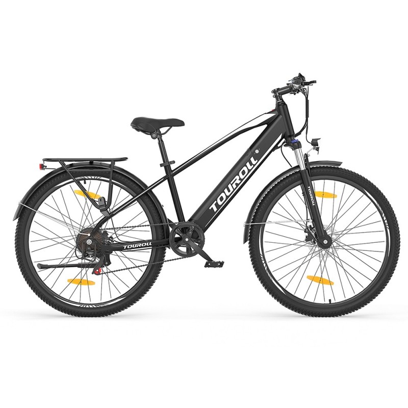 Touroll J1 trekking elektrische fiets, 100 km actieradius, Shimano 7-speed schakelsysteem - Zwart