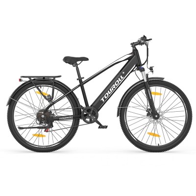 Touroll J1 trekking elektrische fiets, 100 km actieradius, Shimano 7-speed schakelsysteem - Zwart