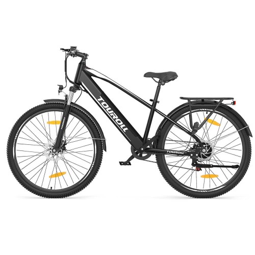 Touroll J1 trekking elektrische fiets, 100 km actieradius, Shimano 7-speed schakelsysteem - Zwart 2