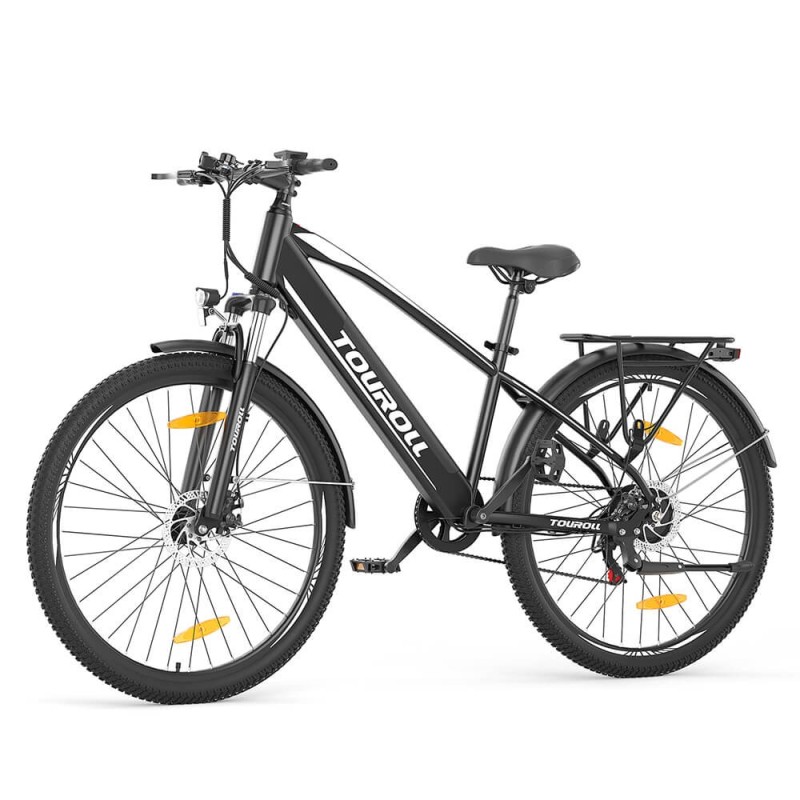 Touroll J1 trekking elektrische fiets, 100 km actieradius, Shimano 7-speed schakelsysteem - Zwart