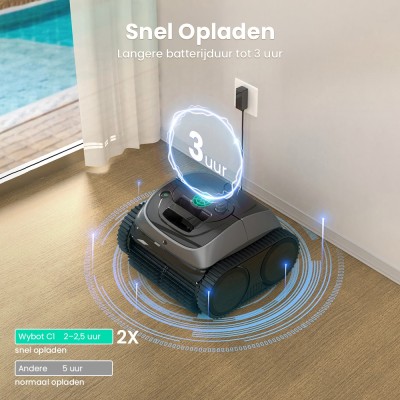 WYBOT C1 Snoerloze Robotstofzuiger voor Zwembaden, 150 min. gebruiksduur, slimme routeplanning, app-bediening