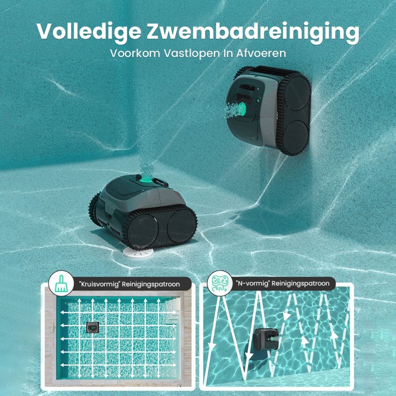 WYBOT C1 Snoerloze Robotstofzuiger voor Zwembaden, 150 min. gebruiksduur, slimme routeplanning, app-bediening