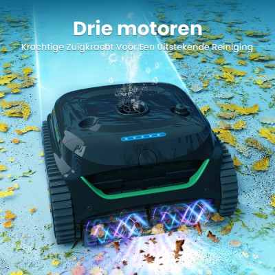 WYBOT C2 Draadloze Zwembadrobot, reinigt wanden en waterlijn, dubbel filtersysteem, voor inbouwzwembaden tot 150 m²