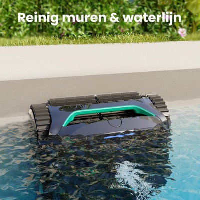 WYBOT C2 Draadloze Zwembadrobot, reinigt wanden en waterlijn, dubbel filtersysteem, voor inbouwzwembaden tot 150 m²