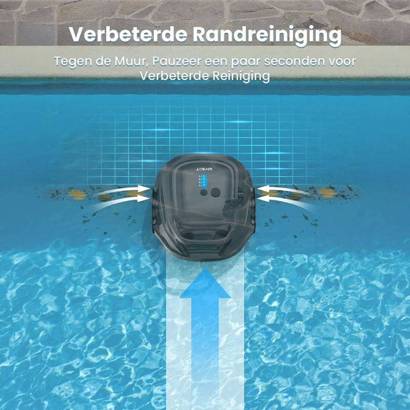 WYBOT A1 Snoerloze Zwembadrobot, Dubbellaagse Filtratie, 120 min. Gebruiksduur - Zwart