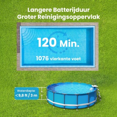 WYBOT A1 Snoerloze Zwembadrobot, Dubbellaagse Filtratie, 120 min. Gebruiksduur - Zwart