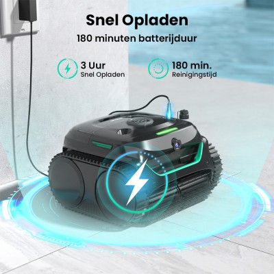 WYBOT C2 Vision Draadloze Zwembadrobot, Slimme Vision-navigatie, App-bediening, 180 minuten accuduur