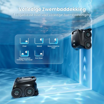 WYBOT B1 Snoerloze Robotstofzuiger voor Zwembaden, volledige zwembadreiniging, zij- en hoekborstels, quad-roller borstelsysteem