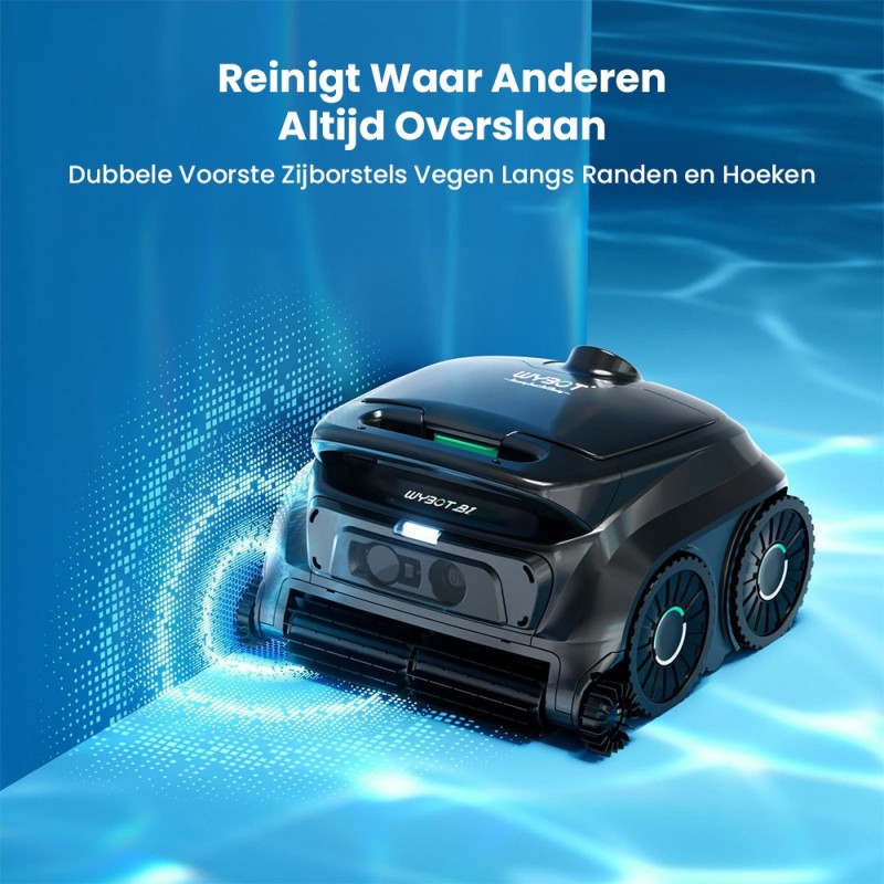 WYBOT B1 Snoerloze Robotstofzuiger voor Zwembaden, volledige zwembadreiniging, zij- en hoekborstels, quad-roller borstelsysteem