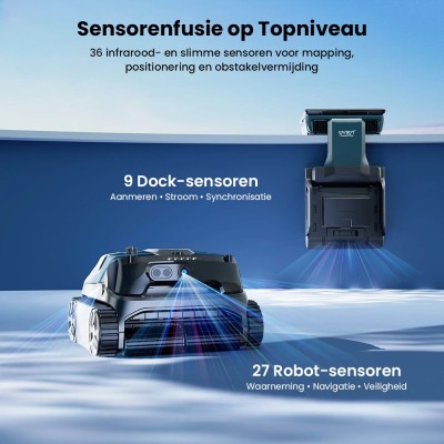 WYBOT S3 Draadloze Robotstofzuiger voor Zwembaden, 3D-mapping & Slimme Navigatie, 180 minuten accuduur, 10L vuilnisbak