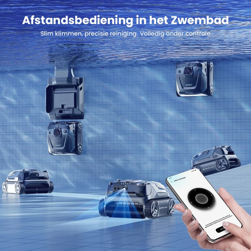 WYBOT S3 Draadloze Robotstofzuiger voor Zwembaden, 3D-mapping & Slimme Navigatie, 180 minuten accuduur, 10L vuilnisbak