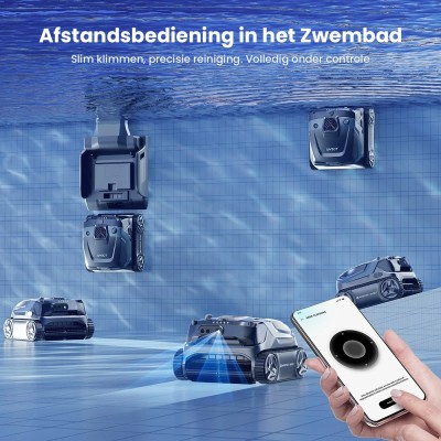WYBOT S3 Draadloze Robotstofzuiger voor Zwembaden, 3D-mapping & Slimme Navigatie, 180 minuten accuduur, 10L vuilnisbak