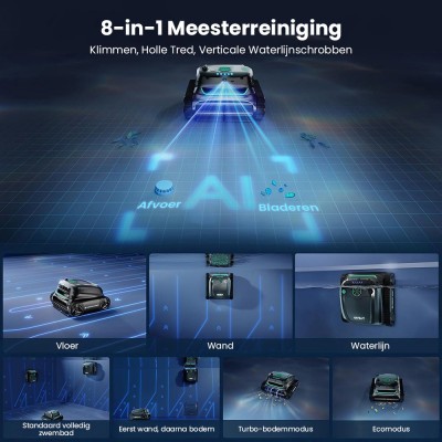 WYBOT S2 Vision Snoerloze Robotstofzuiger voor zwembaden, AI-gestuurde navigatie met vision-camera