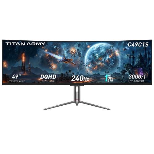 TITAN ARMY C49C1S Gaming Monitor  49 Inch 1800R Curved Fast VA Screen  5120×1440 Dual QHD  240Hz Refresh Rate  1ms MPRT  HDR400 