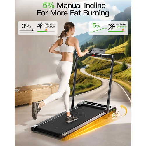 Akluer 480L-B Incline Walking Pad with Foldable Handle  2 5HP Quiet Motor  LED Screen  2