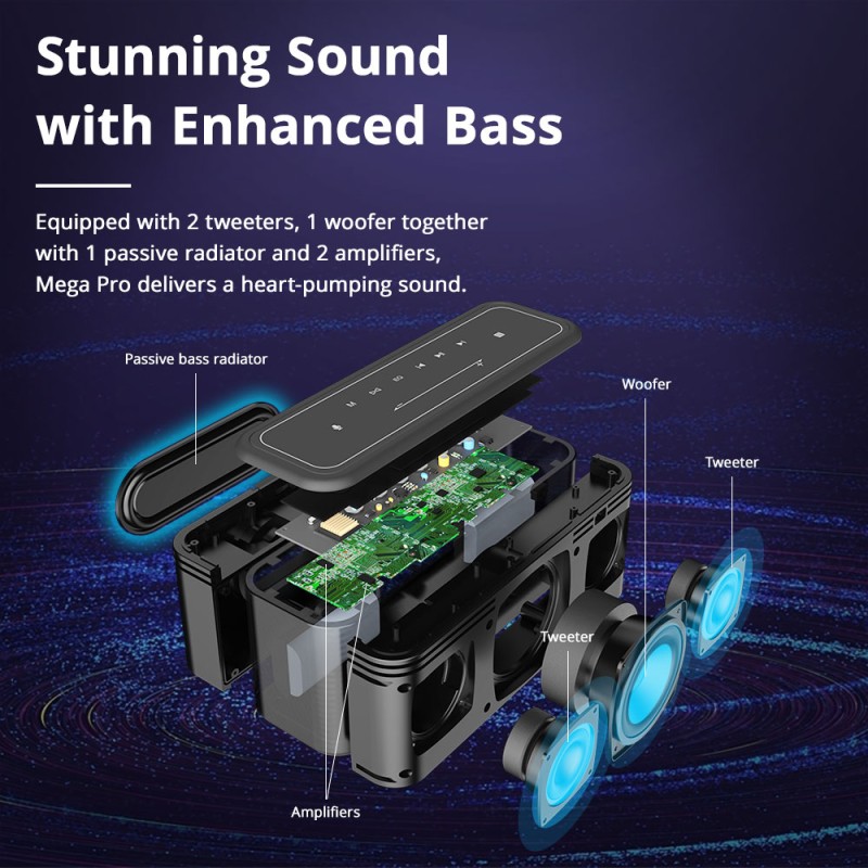 Domowy głośnik Bluetooth Tronsmart Mega Pro 60W - Czarny