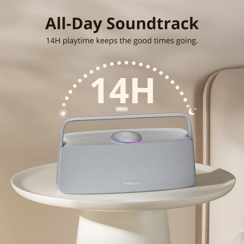 Domowy głośnik audio Tronsmart Fiitune X30, moc wyjściowa 80W, 14 godzin czasu odtwarzania - Szary