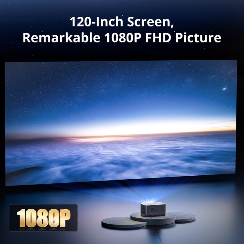 ETOE Whale Pro Android TV Projector, Native 1080P 1500 ANSI met Auto Focus & Dual-Band Wi-Fi, Auto Focus en Auto Keystone