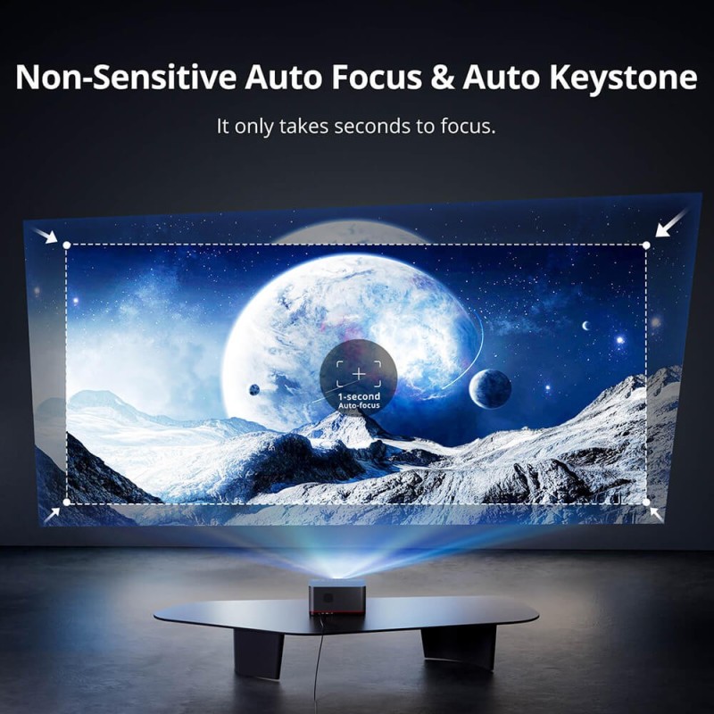 ETOE Whale Pro Android TV Projector, Native 1080P 1500 ANSI met Auto Focus & Dual-Band Wi-Fi, Auto Focus en Auto Keystone