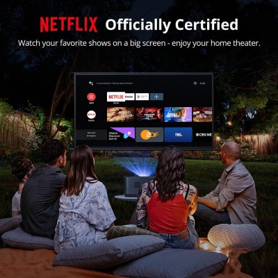 ETOE Whale Pro Android TV Projector, Native 1080P 1500 ANSI met Auto Focus & Dual-Band Wi-Fi, Auto Focus en Auto Keystone