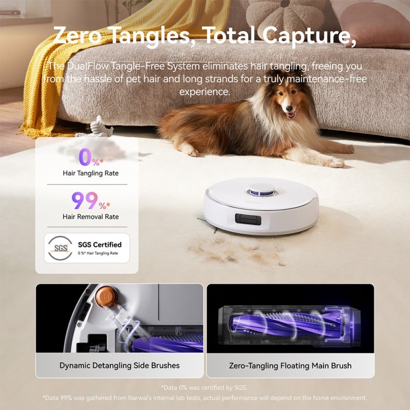 Narwal Freo X10 Pro Robot Vacuum & Mop, moc ssania 11 000 Pa, podwójny mop obrotowy - Biały