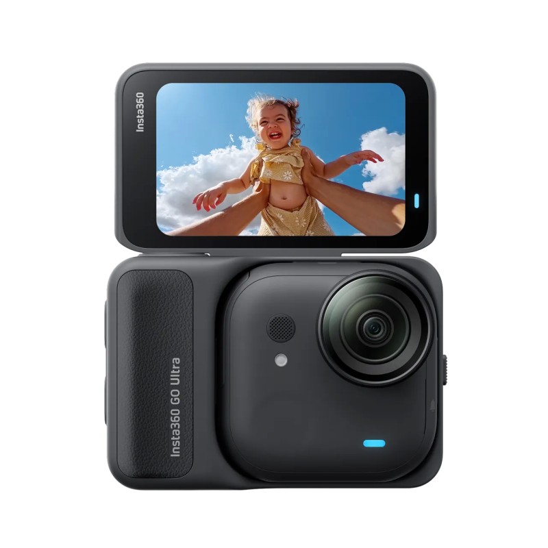 Insta360 GO Ultra kamera sportowa Creator Bundle, układ AI 5 nm do wideo 4K60fps, czujniki 1/1,28″ - Czarny