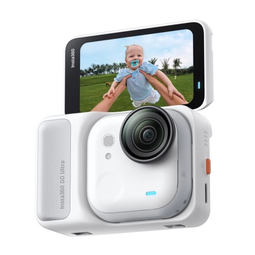 Insta360 GO Ultra kamera sportowa Creator Bundle, układ AI 5 nm do wideo 4K60fps, czujniki 1/1,28″ - Arktyczna biel 2