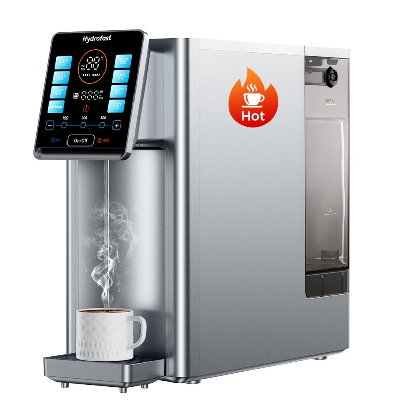 Hydrofast W100 Odwróconą osmozą nablatowy oczyszczacz wody, UV, 8 poziomów temperatury - Srebrny