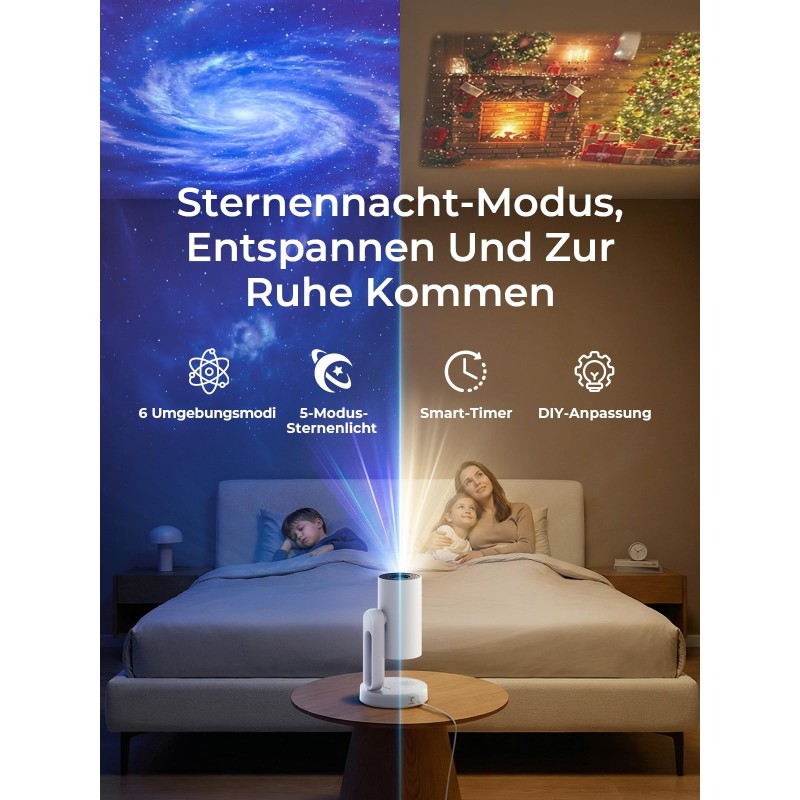 Projektor ETOE Starfish Plus, Google TV i Netflix, ambientowe światło, 1080P