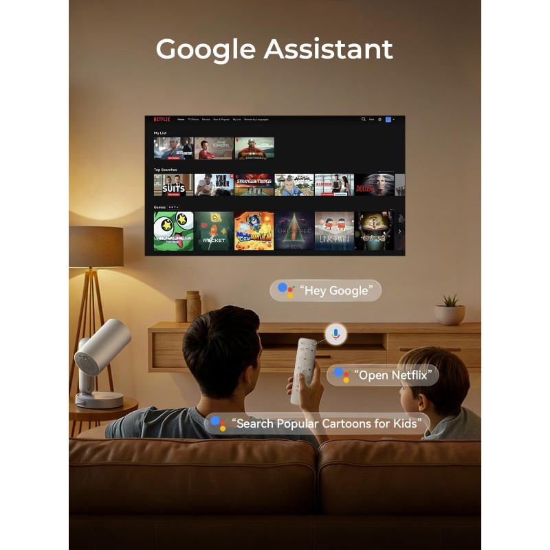 Projektor ETOE Starfish Plus, Google TV i Netflix, ambientowe światło, 1080P