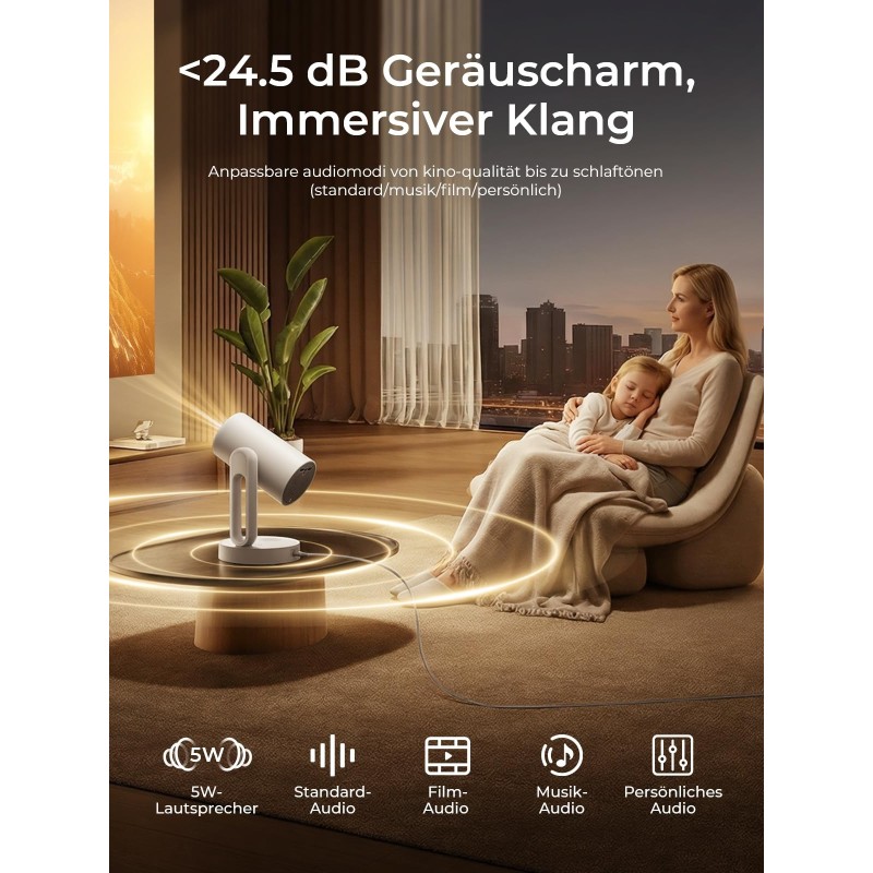 Projektor ETOE Starfish Plus, Google TV i Netflix, ambientowe światło, 1080P