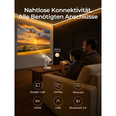 ETOE Starfish Plus Smart Projector, Google TV & Netflix-gecertificeerd, Sfeervol nachtlampje