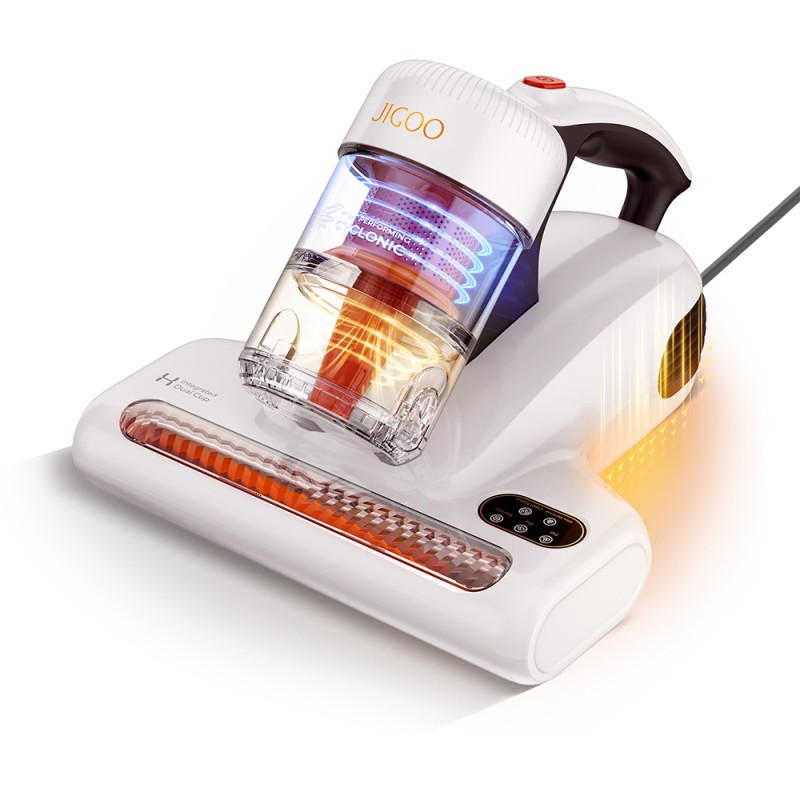 JIGOO J200 matrasstofzuiger met geïntegreerd dubbel reservoirsysteem, 13 kPa zuigkracht, UV-lamp en 60℃ hete lucht - Wit