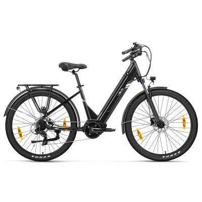 Touroll Urbano 3 Elektrische Fiets, Middenmotor met 70Nm koppel, 120km actieradius - Grijs