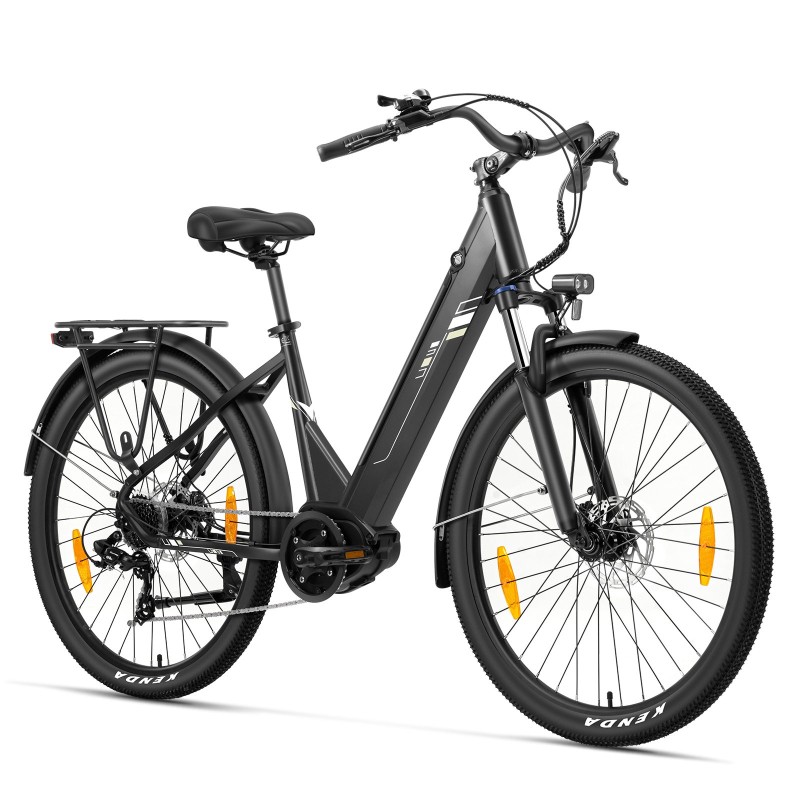Touroll Urbano 3 Elektrische Fiets, Middenmotor met 70Nm koppel, 120km actieradius - Grijs